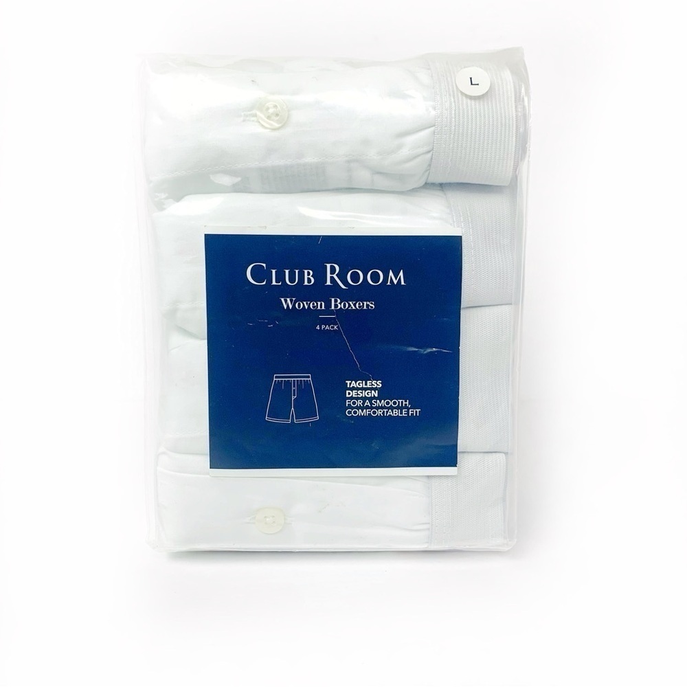 4-Pack Club Room 100% Cotton Tag-Less Woven Boxers Size Large - Picture 8 of 8